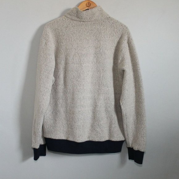 Patagonia Woolyester Fleece Jacket Full Zip Oat Navy Tan Men's Large H11922b - Picture 8 of 11